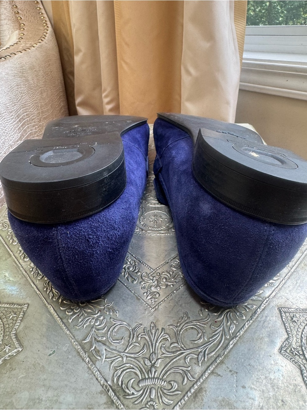 Salvatore Ferragamo Navy Suede Gancini Bit Loafers 12 2E - Picture 11 of 15